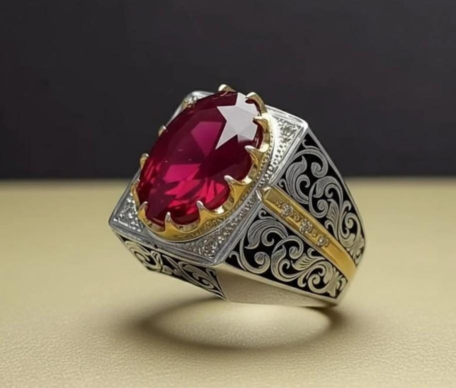 Handcrafted 10+ Carats Ruby Ring, Natural Ruby Sterling Silver 925 Yaqoot Ring Ruby Gemstone Ring