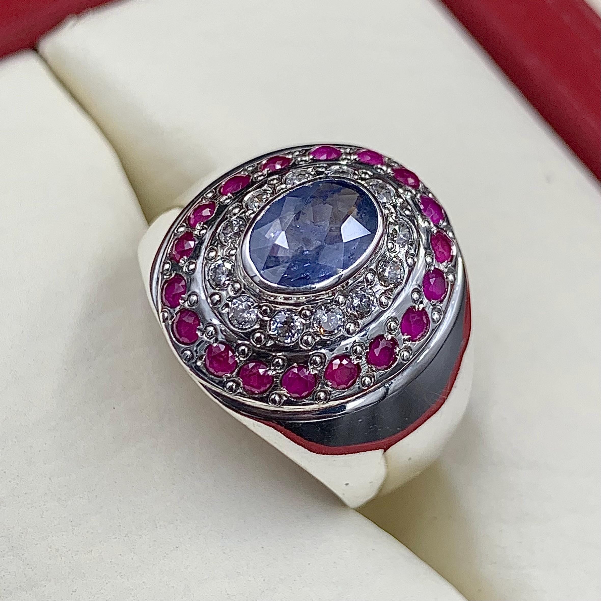 Handcrafted Ceylon Sapphire Ring, Blue Sapphire Ring, Natural Sapphire 925 Sterling Silver Ring, Neelam Ring
