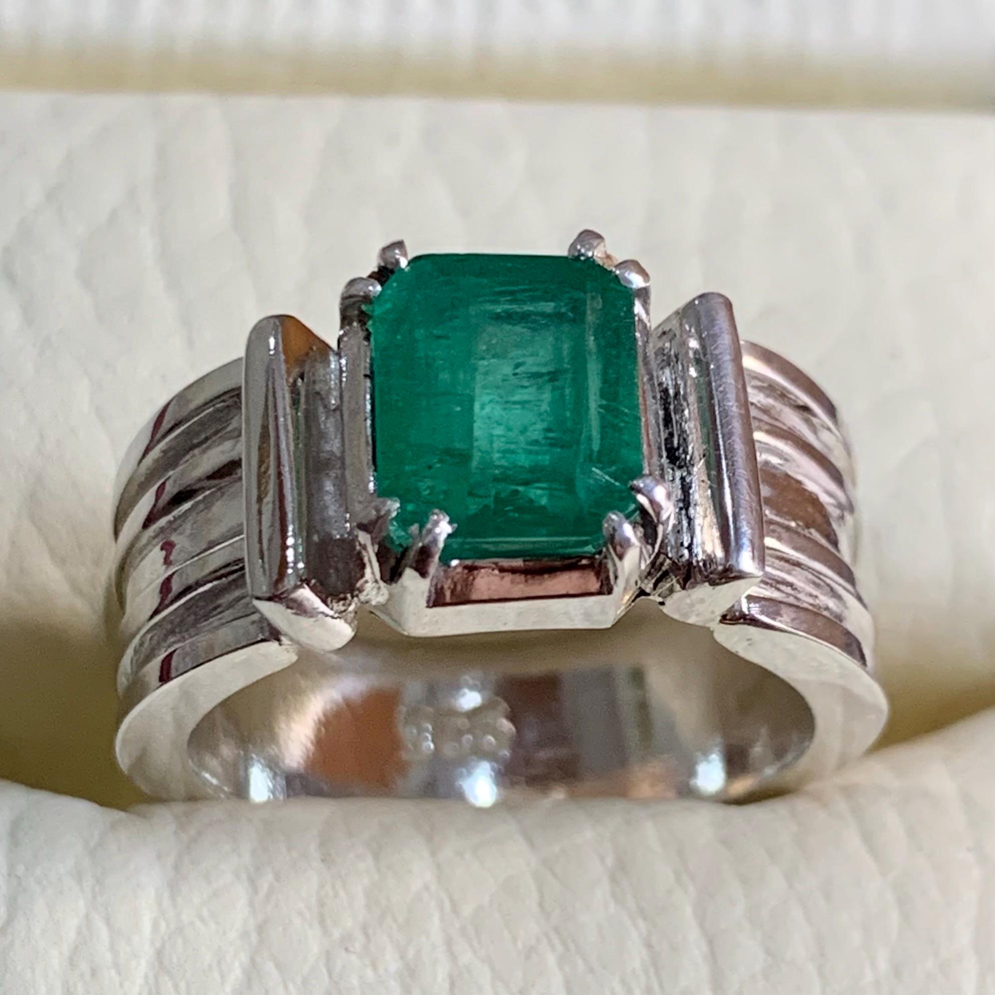Handcrafted 2+ Carats Mens Emerald Ring, Natural Emerald 925 Sterling Silver Ring, Zamurd Ring For Men