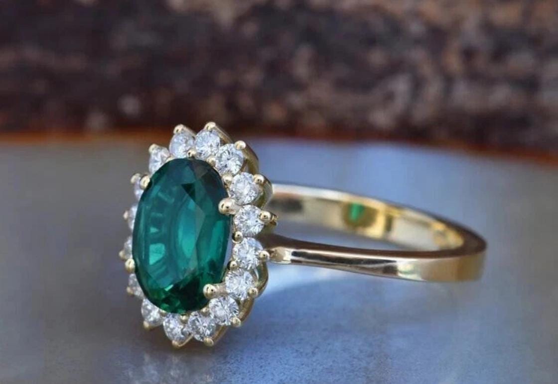 Handcrafted Emerald Ring For Women, 925 Sterling Silver Emerald Rings, 22k Gold Plated Emerald Ring, Gift For Her