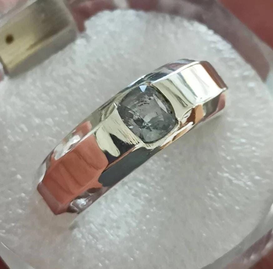 Handcrafted Mens Sapphire Ring, White Sapphire Ring, Natural Sapphire 925 Sterling Silver Ring, Neelam Ring