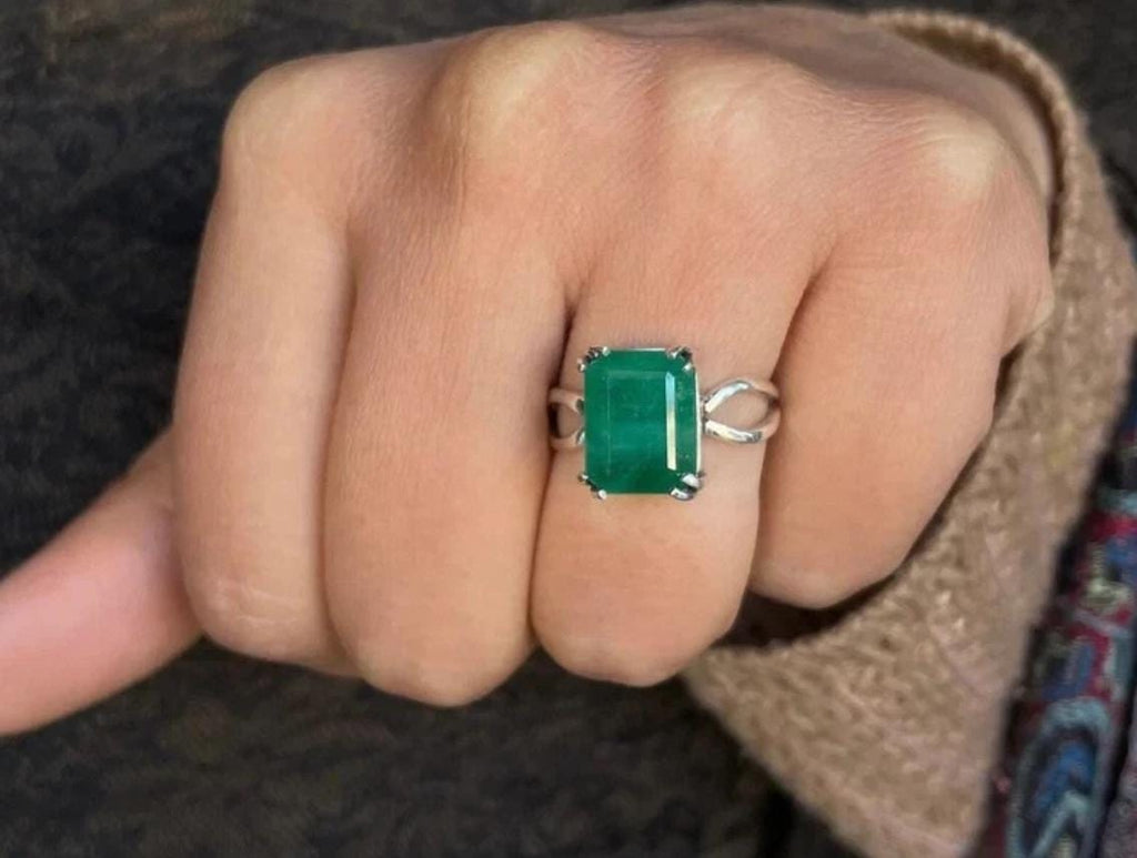 Handcrafted Emerald Ring For Women, 925 Sterling Silver Emerald Rings, Natural Emerald Ring, Gift For Her