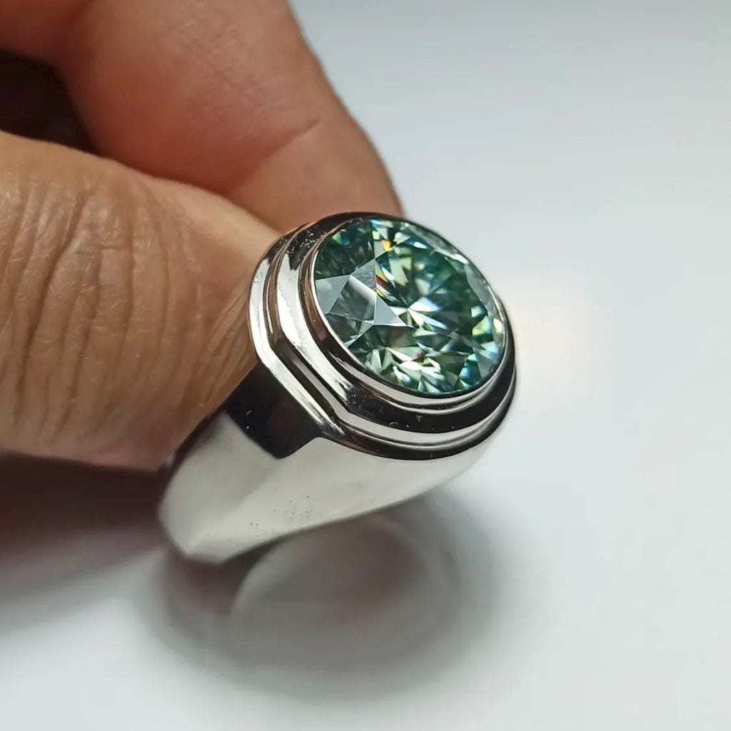 Handcrafted 5 Carat Certified Moissanite Diamond Sterling Silver 925 Ring, Man Made Diamond Engagement Ring, Gift for him