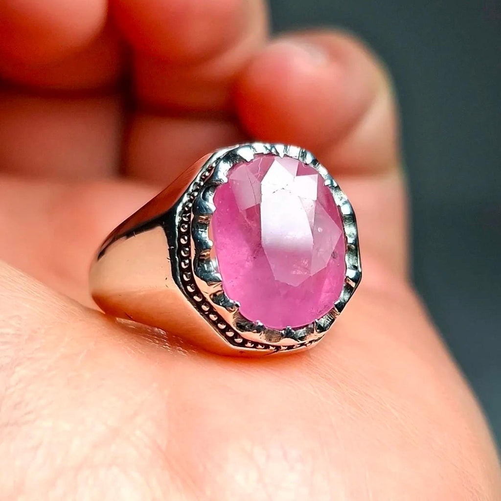 Handcrafted 10 Carats Ruby Ring, Natural Ruby Sterling Silver 925 Yaqoot Ring Ruby Gemstone Ring