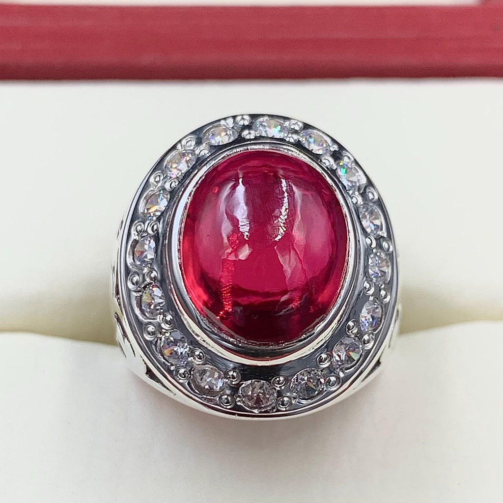Handcrafted Deep Red Ruby Mens Ring Sterling Silver 925 Anari Yaqoot Ring Ruby Gemstone Ring