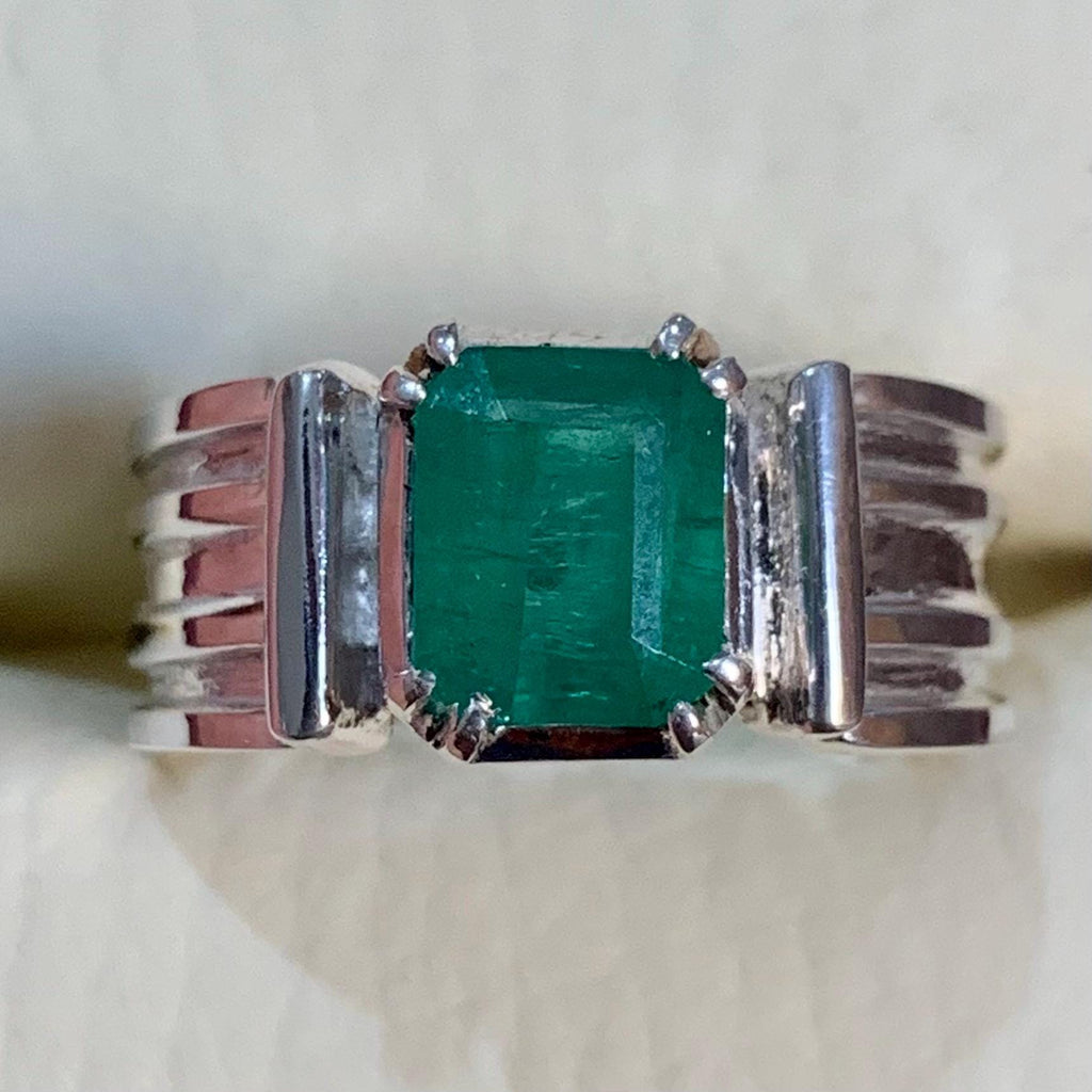 Handcrafted 2+ Carats Mens Emerald Ring, Natural Emerald 925 Sterling Silver Ring, Zamurd Ring For Men