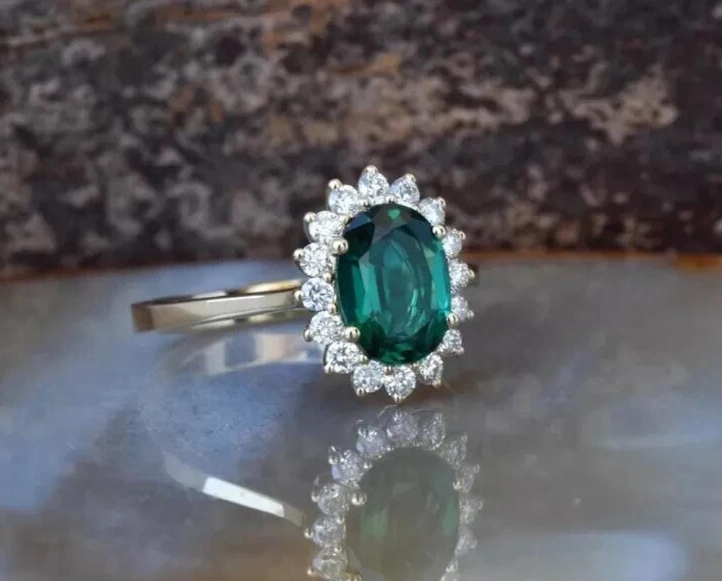 Handcrafted Emerald Ring For Women, 925 Sterling Silver Emerald Rings, 22k Gold Plated Emerald Ring, Gift For Her