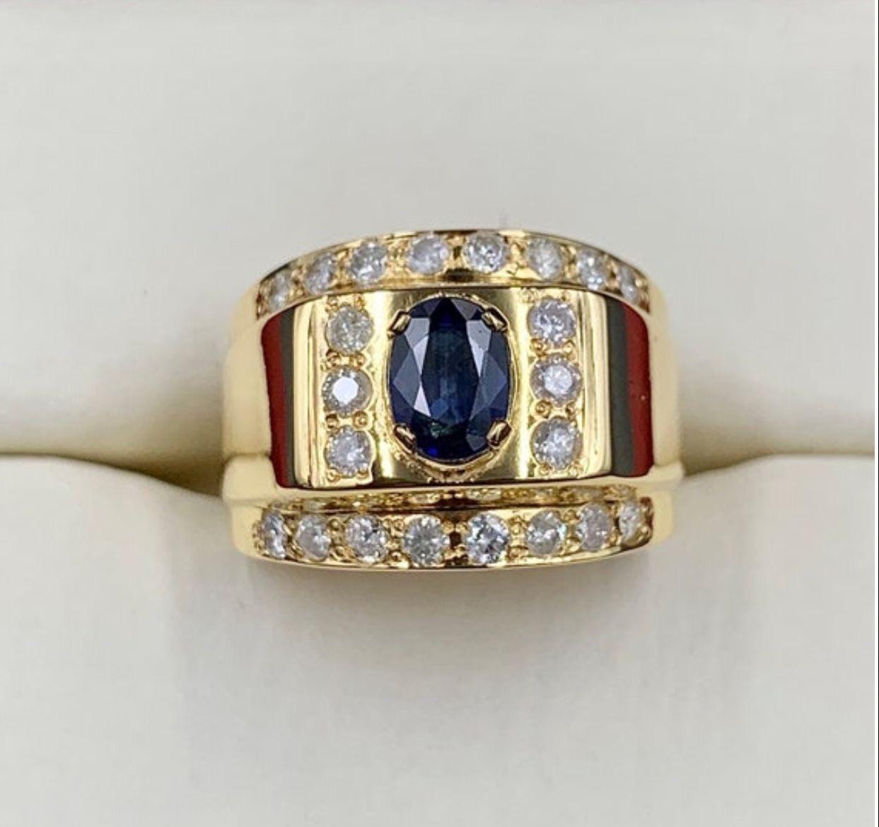 Handcrafted 14k Gold Sapphire Ring, Natural Diamond Engagement Ring, Blue Sapphire Solid Gold Ring, Neelam Ring