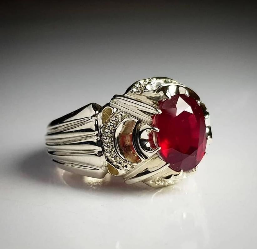 Handcrafted 7 Carats Real Ruby Ring, Natural Ruby Sterling Silver 925 Yaqoot Ring Roby Gemstone Ring