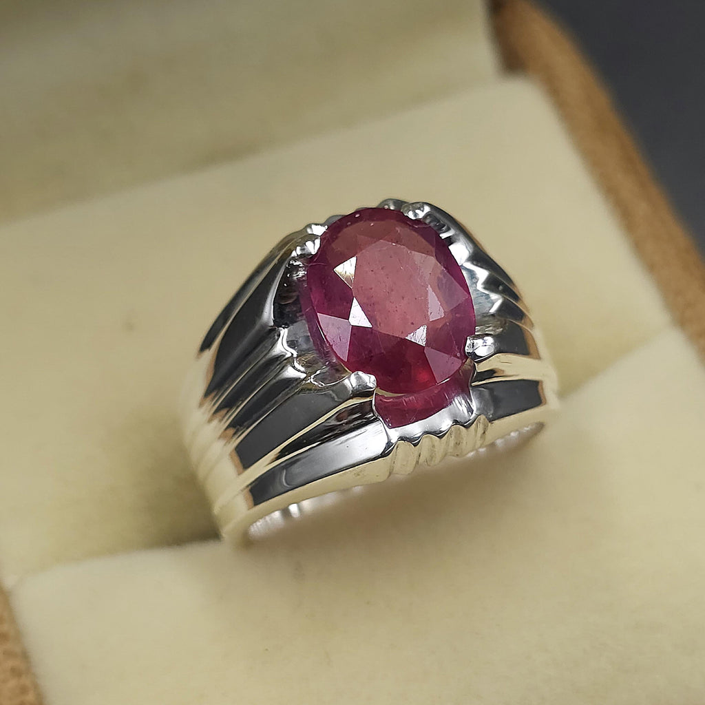 Handcrafted 5 Carats Ruby Ring, Natural Ruby Sterling Silver 925 Yaqoot Ring Roby Gemstone Ring