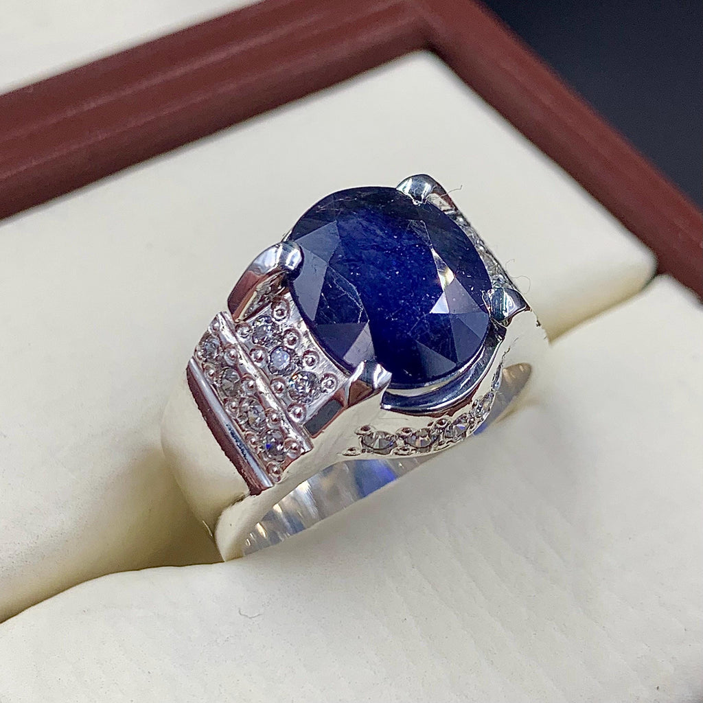 Handcrafted Blue Sapphire Ring For Men & Women, Natural Sapphire 925 Sterling Silver Ring, Neelam Ring
