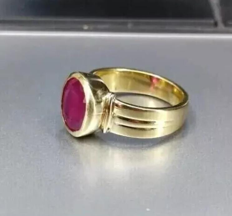 Handcrafted 5 Carats Ruby Ring, Gold Plated Natural Ruby Sterling Silver 925 Yaqoot Ring Ruby Gemstone Ring