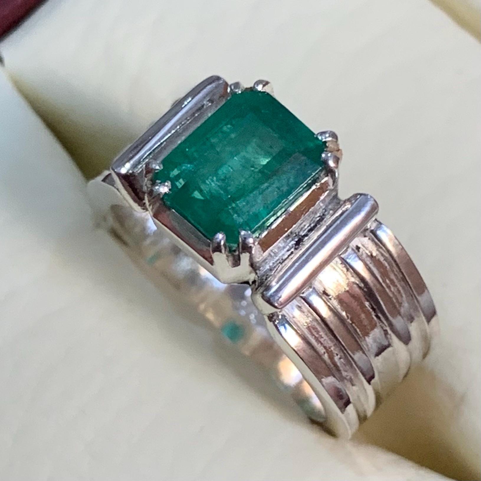 Handcrafted 2+ Carats Mens Emerald Ring, Natural Emerald 925 Sterling Silver Ring, Zamurd Ring For Men