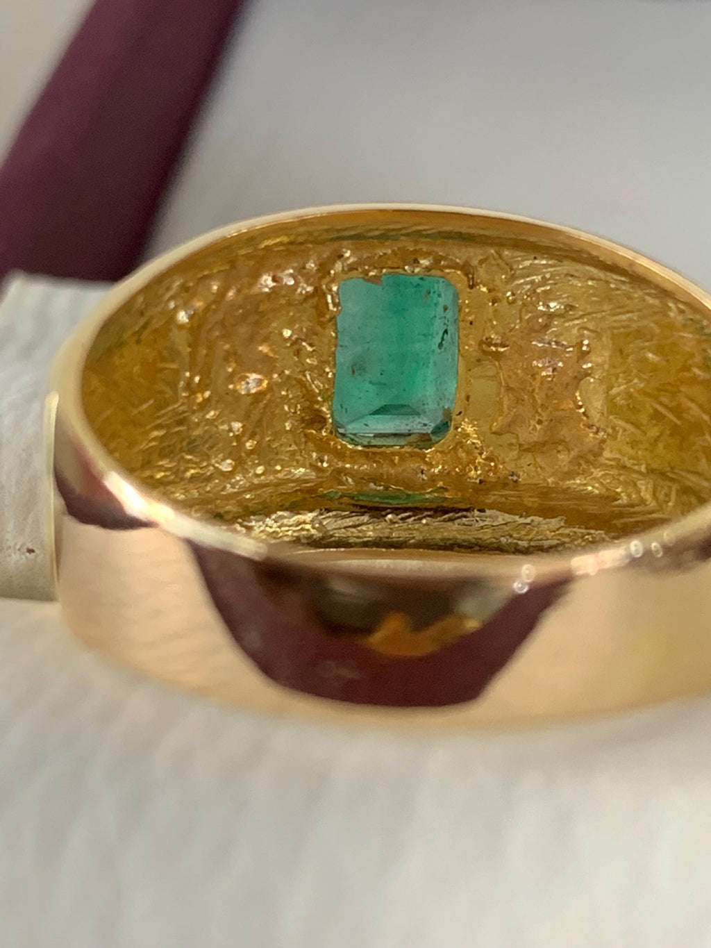 Handcrafted 14k Gold Mens Emerald Ring, Emerald Engagement Ring, Solid Gold Ring For Men