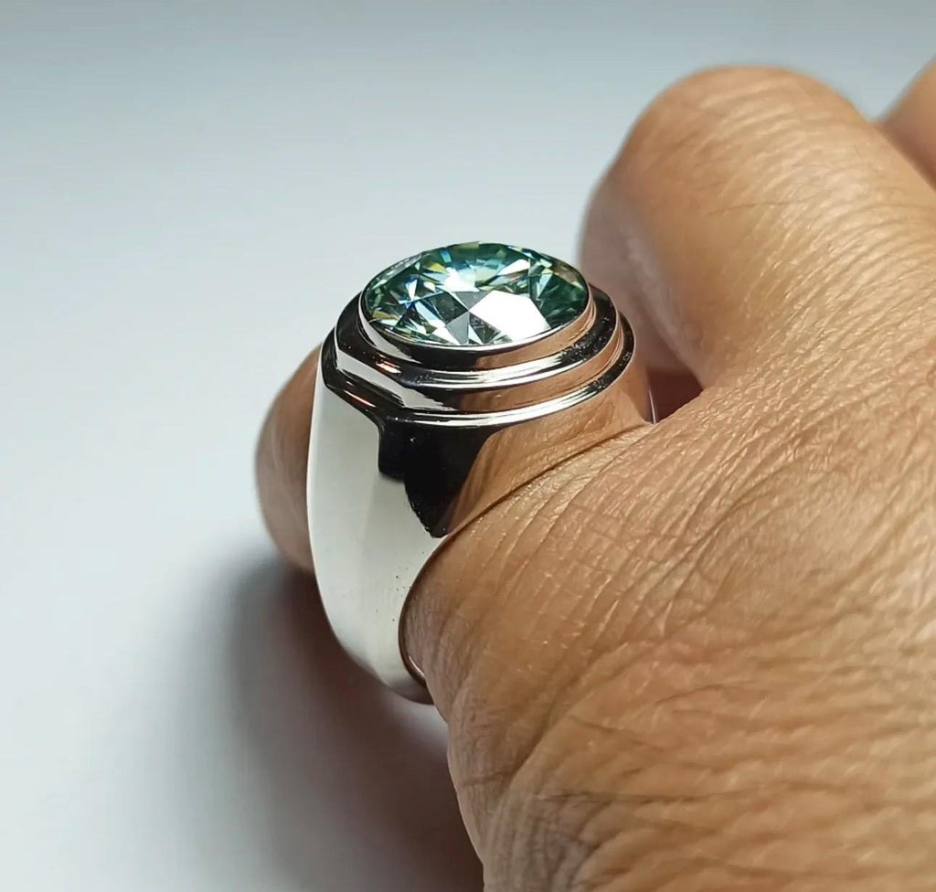 Handcrafted 5 Carat Certified Moissanite Diamond Sterling Silver 925 Ring, Man Made Diamond Engagement Ring, Gift for him