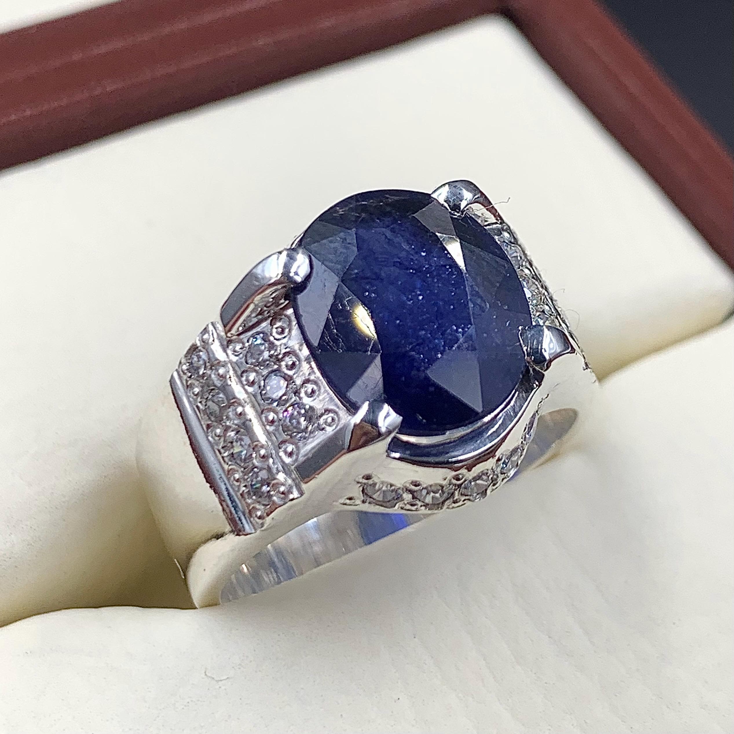 Handcrafted Blue Sapphire Ring For Men & Women, Natural Sapphire 925 Sterling Silver Ring, Neelam Ring